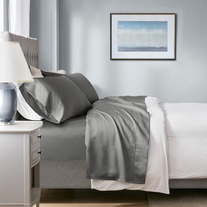 1000 Thread Count - King HeiQ Smart Temperature Blend 4 Piece Sheet Set - Charcoal - Simple Home Plus