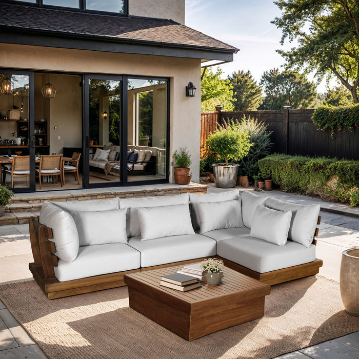Mirella - 4 Piece Water Resistant Fabric Outdoor Patio Modular Sectional - Simple Home Plus