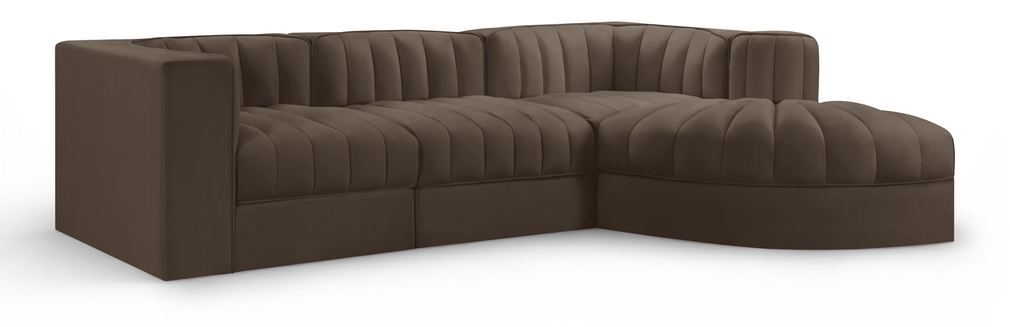 Rummi - Velvet Performance Fabric Upholstered 4 Piece Modular Sectional, With Reverse Corner Chair - Simple Home Plus