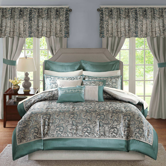Brystol - California King 24 Piece Room In A Bag - Teal - Simple Home Plus