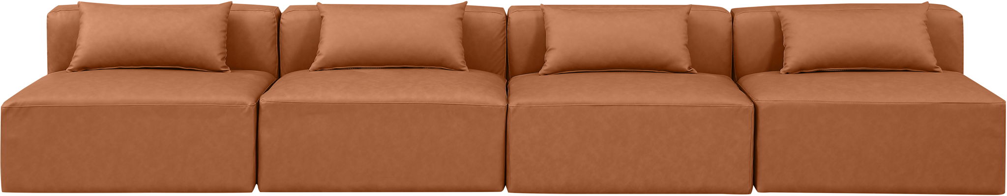 Cube - Modular 4 Piece Armless Sofa - Cognac - Simple Home Plus