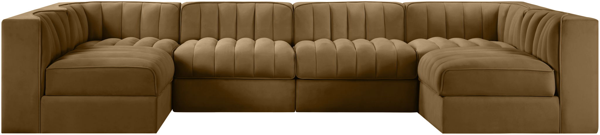 Rummi - Armless Velvet Performance Fabric Upholstered 6 Piece Modular Sectional - Simple Home Plus