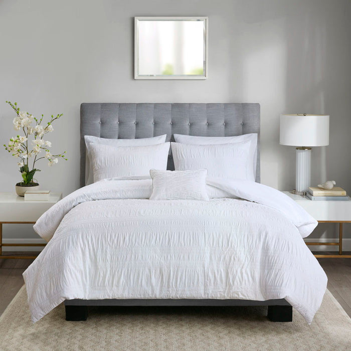 Nicolette - King 4 Piece Duvet Cover Set - White - Simple Home Plus