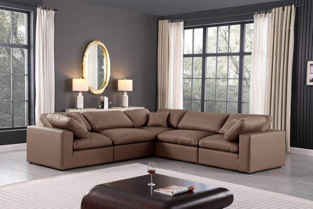 Comfy - 5 Piece Faux Leather Modular Corner Sectional - Simple Home Plus