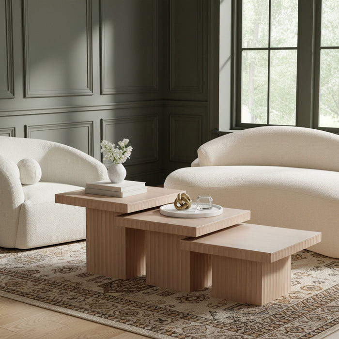 Spencer - Oak Veneer 3 Piece Coffee Tabl - Simple Home Plus