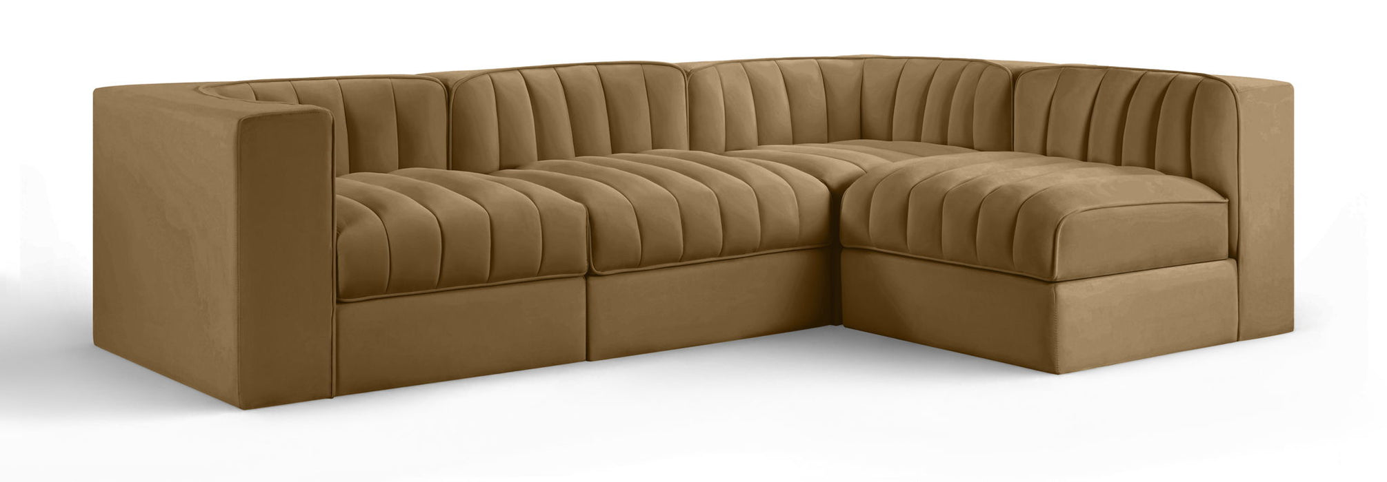 Rummi - Velvet Performance Fabric Upholstered 4 Piece Modular Sectional - Simple Home Plus