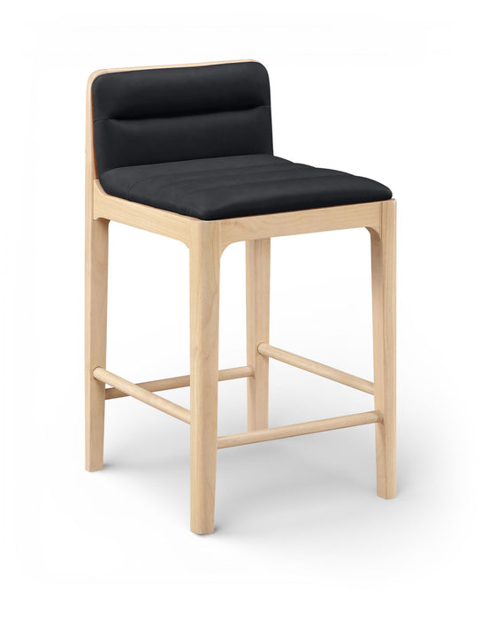 Ellis - Vegan Leather Upholstered Counter Stool (Set of 2) - Natural Base - Simple Home Plus