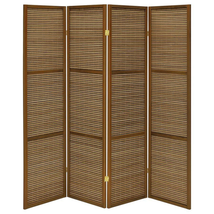 Browning - 4-Panel Bamboo Room Divider Folding Screen - Walnut - Simple Home Plus