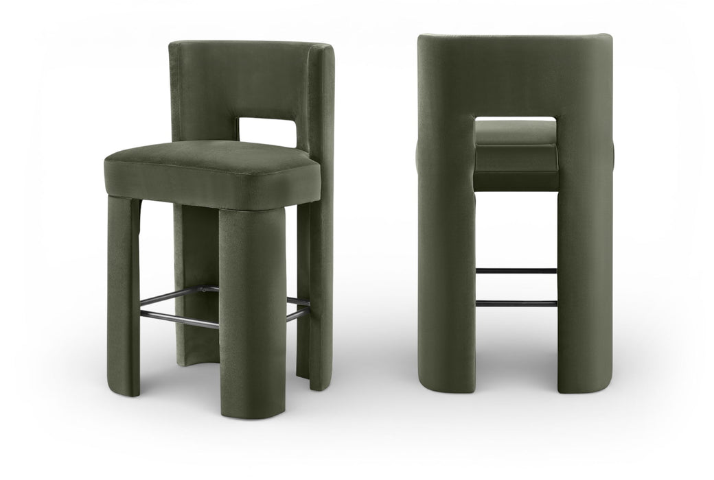 Zuno - Velvet Performance Fabric Upholstered Bar Stool (Set of 2) - Simple Home Plus