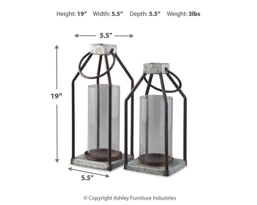 Diedrick - Indoor/Outdoor Lantern Set (Set of 2) - Gray / Black - Simple Home Plus