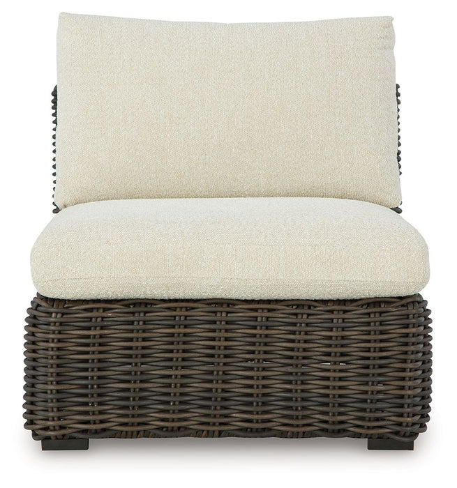 Kimora - Armless Chair With Cushion - Beige / Dark Brown - Simple Home Plus