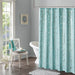 Raina - Printed Metallic Shower Curtain - Aqua / Silver - Simple Home Plus