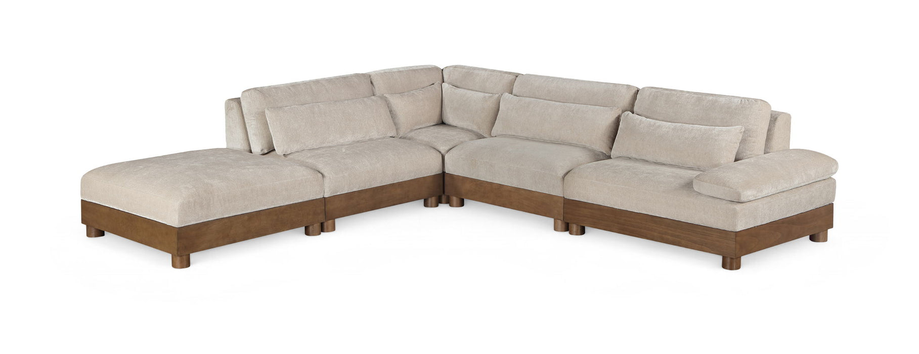 Turin - Chenille Fabric Upholstered Modular Sectional - Taupe - Simple Home Plus