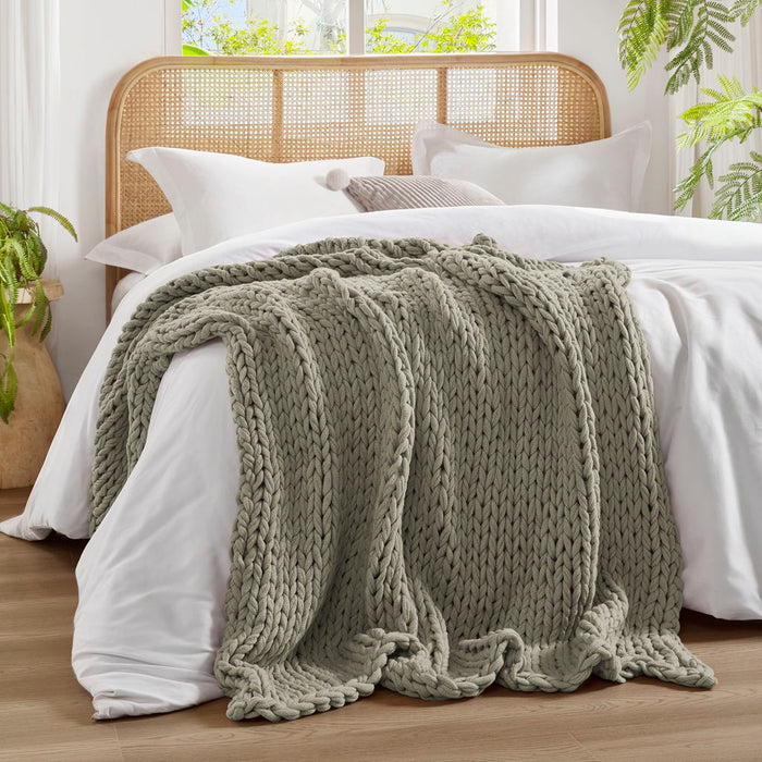 Chunky Double Knit Handmade Throw - Gray - Simple Home Plus