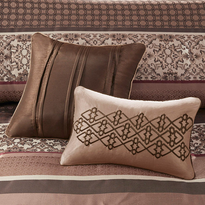 Princeton - California King Piece Comforter (Set of 7) - Red - Simple Home Plus