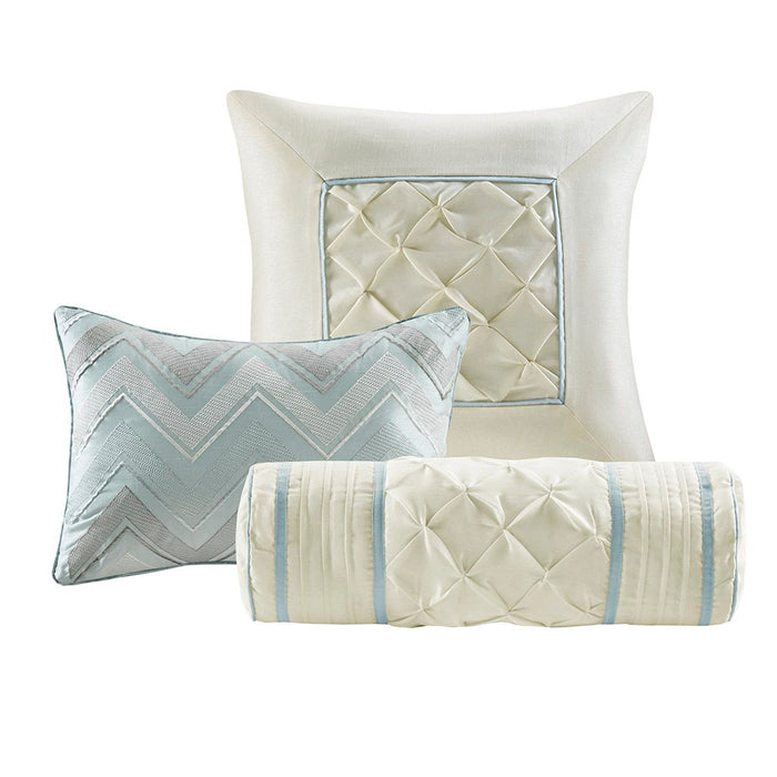 Laurel - King 7 Piece Tufted Comforter Set - Seafoam - Simple Home Plus