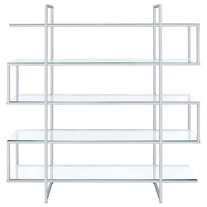 Elmer - 5-Shelf Bookshelf - Clear And Chrome - Simple Home Plus