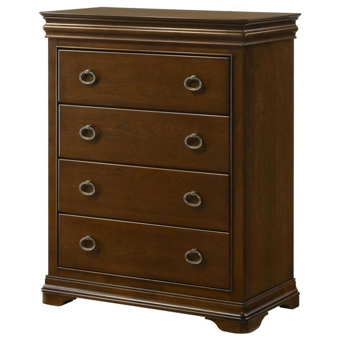 Garland - 4-Drawer Bedroom Chest Of Drawers - Brown Cherry - Simple Home Plus