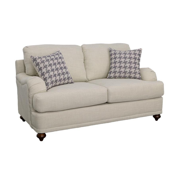 Glenn - Upholstered English Arm Loveseat - Light Gray And Blue - Simple Home Plus