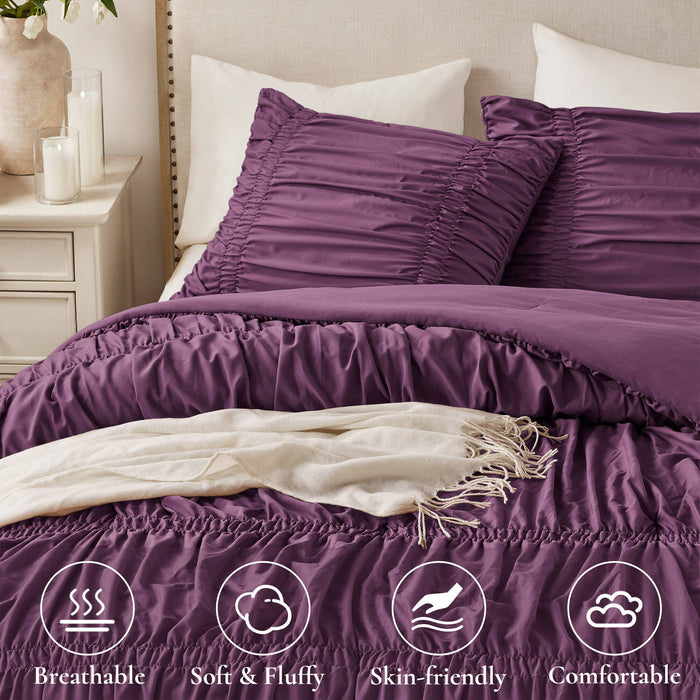 Mia - 2 Piece Twin/Twin Long Comforter Set - Purple - Simple Home Plus