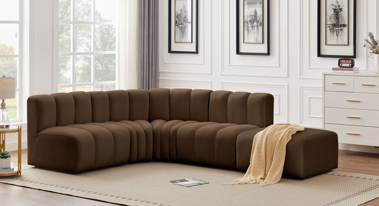 Arc - Velvet 5 Piece Corner Modular Sofa - Simple Home Plus