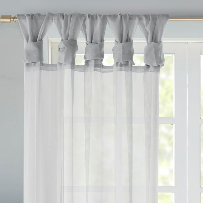 Ceres - 84" Twist Tab Voile Sheer Window Pair - Light Gray - Simple Home Plus