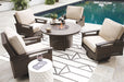 Paradise Trail - Medium Brown - 5 Pc. - Conversation Set with 4 Swivel Lounge Chairs - Simple Home Plus