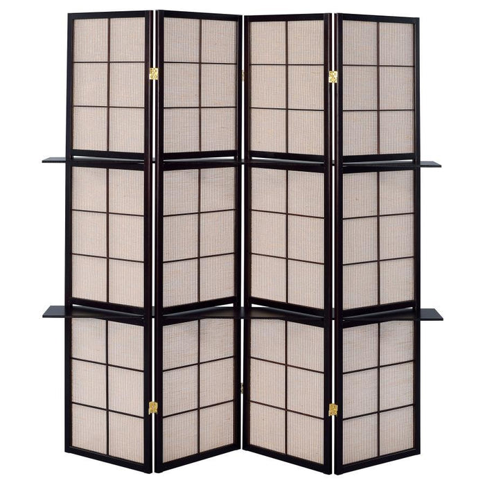 Iggy - 4-Panel Room Divider Folding Shoji Screen - Cappuccino - Simple Home Plus