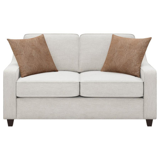 Christine - Upholstered Sloped Arm Loveseat - Beige - Simple Home Plus