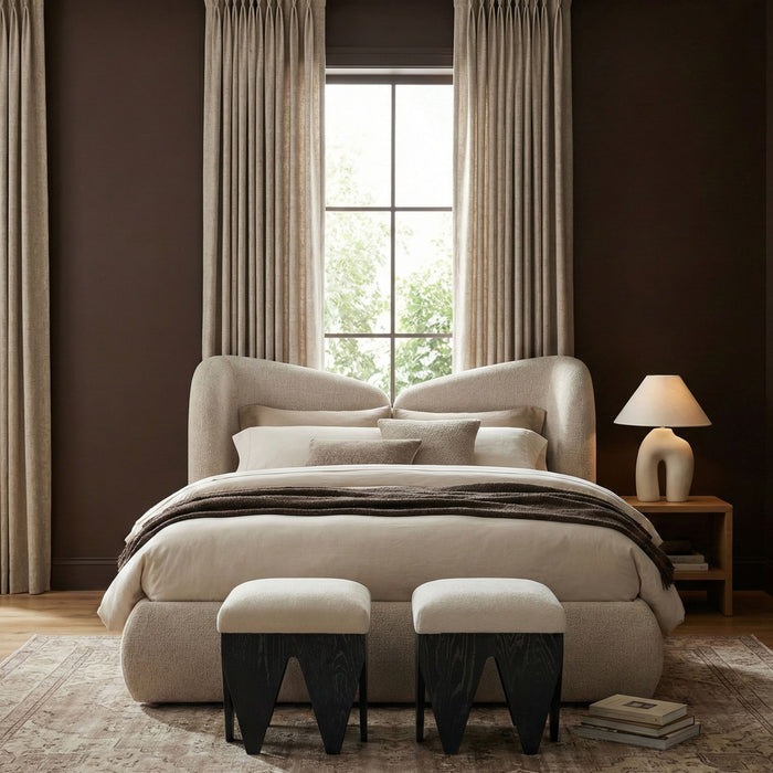 Altair - Fabric Bench - Black Base - Simple Home Plus