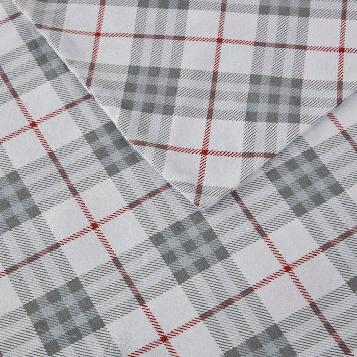 Cozy Flannel - California King Sheet Set - Red Plaid - Simple Home Plus
