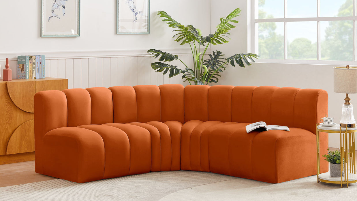 Arc - Velvet 4 Piece Corner Modular Sofa - Simple Home Plus