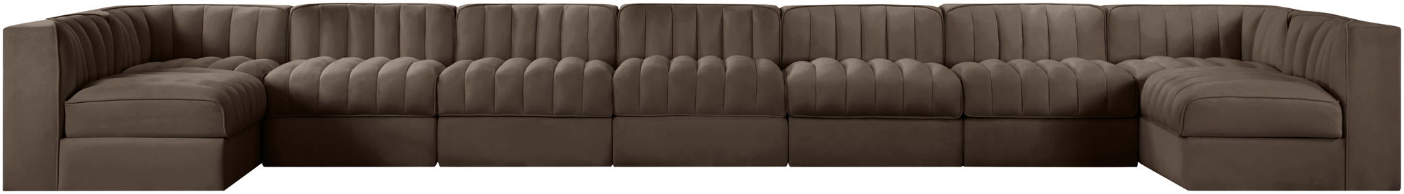 Rummi - Armless Velvet Performance Fabric Upholstered 9 Piece Modular Sectional - Simple Home Plus