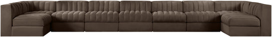 Rummi - Armless Velvet Performance Fabric Upholstered 9 Piece Modular Sectional - Simple Home Plus
