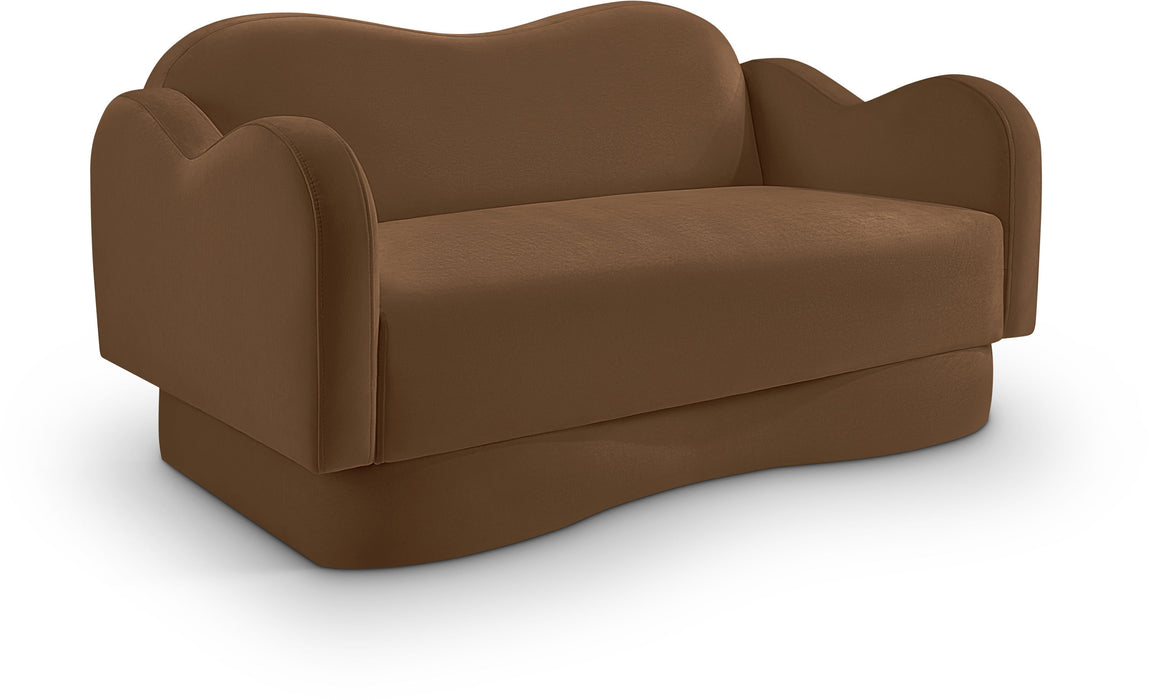 Bloom - Velvet Loveseat - Saddle - Simple Home Plus