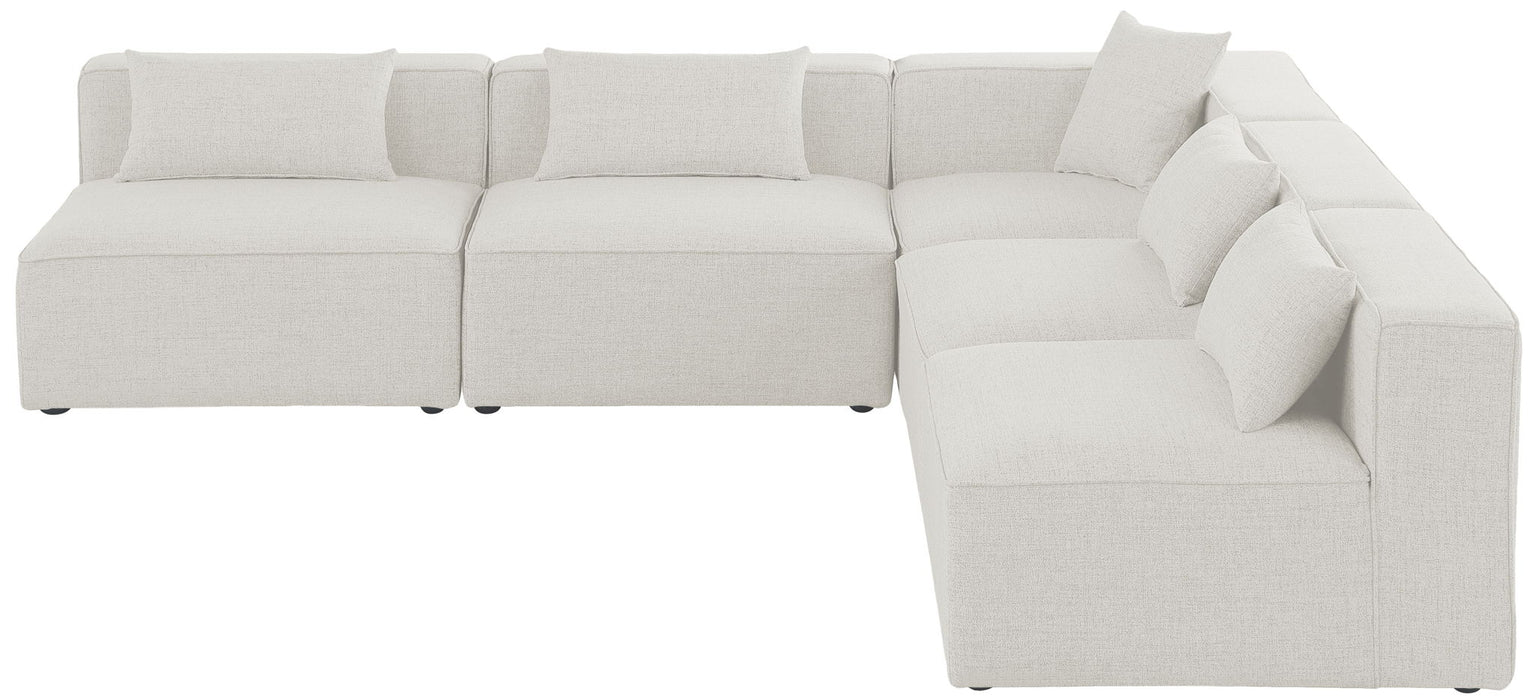 Cube - Linen 5 Piece Modular Corner Armless Sectional - Simple Home Plus