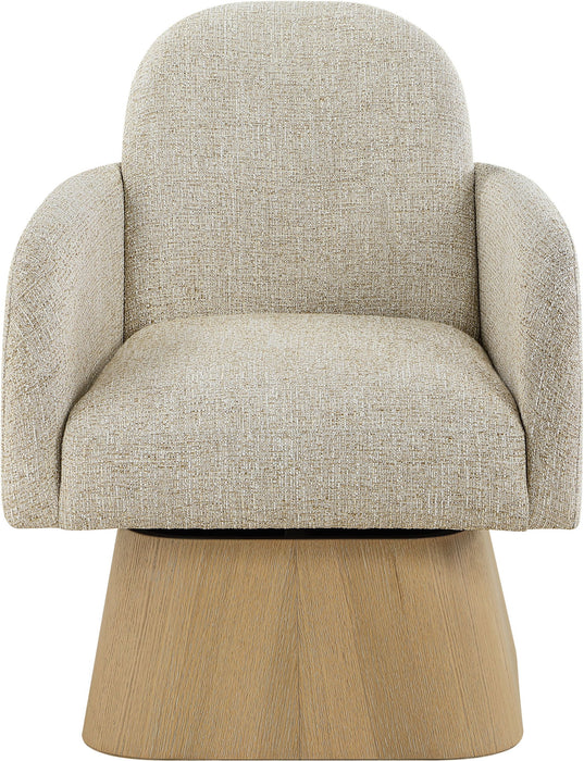 Marlowe - Linen Textured Fabric Upholstered Swivel Accent Chair - Stained Natural - Simple Home Plus