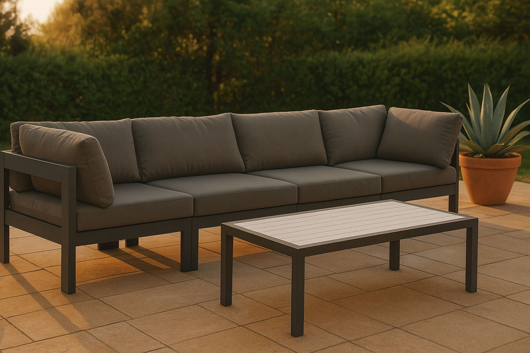 Nizuc - Outdoor Patio 4 Seat Modular Sofa With Gray Frame - Simple Home Plus