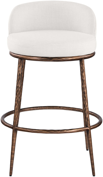 Ferro - Performance Fabric Upholstered Bar Stool - Cream / Antique Bronze - Simple Home Plus