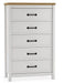 Kerisden - Five Drawer Chest - White / Brown - Simple Home Plus