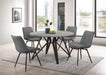 Neil - 5 Piece Round Dining Table Set Concrete - Gunmetal - Simple Home Plus