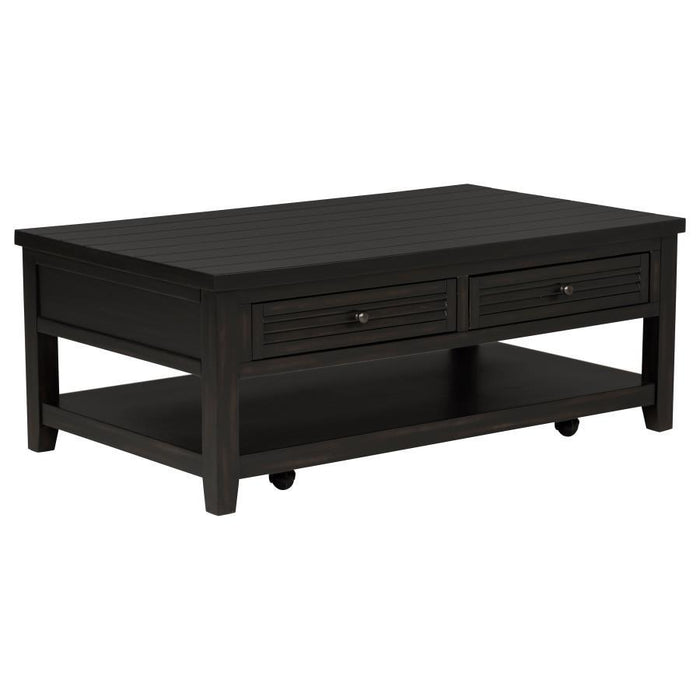Concord - 2-Drawer Rectangular Coffee Table - Distressed Java - Simple Home Plus