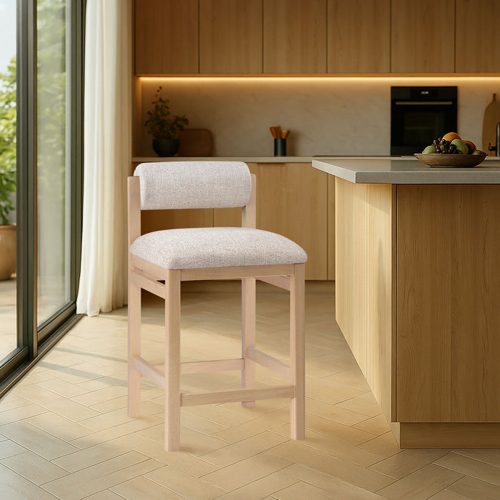 Roundhill - Fabric Counter Stool - Natural Frame - Simple Home Plus