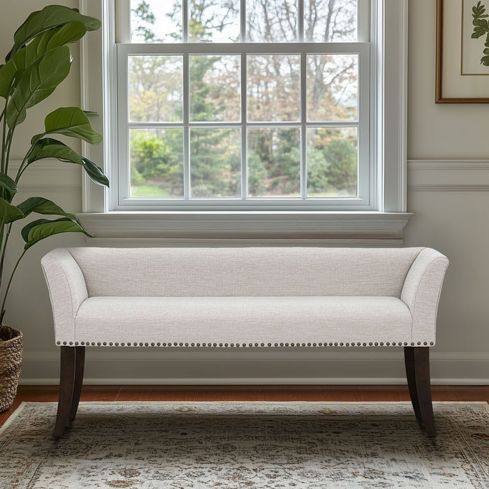 Welburn - Upholstered Bench With Back & Legs - Cream - Simple Home Plus