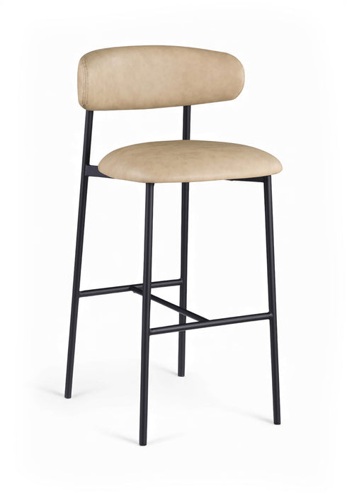 Lupita - Vegan Leather Upholstered Bar Stool With Matte Black Frame (Set of 2) - Simple Home Plus