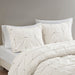 Masie - King 3 Piece Elastic Embroidered Comforter Set - White - Simple Home Plus