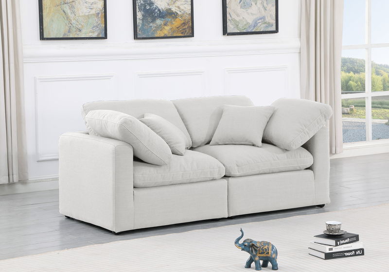 Indulge - Linen 2 Piece Modular Sofa - White