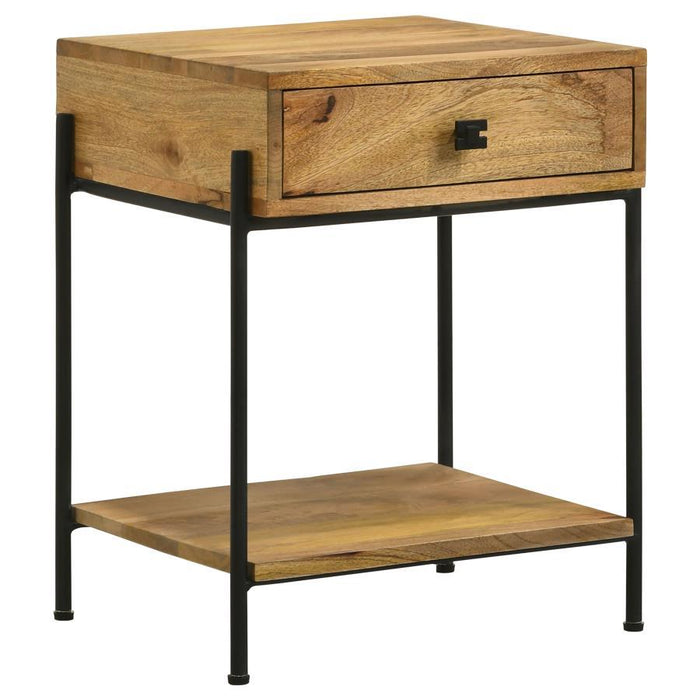 Declan - 1-Drawer Wood Accent Side Table - Natural Mango - Simple Home Plus