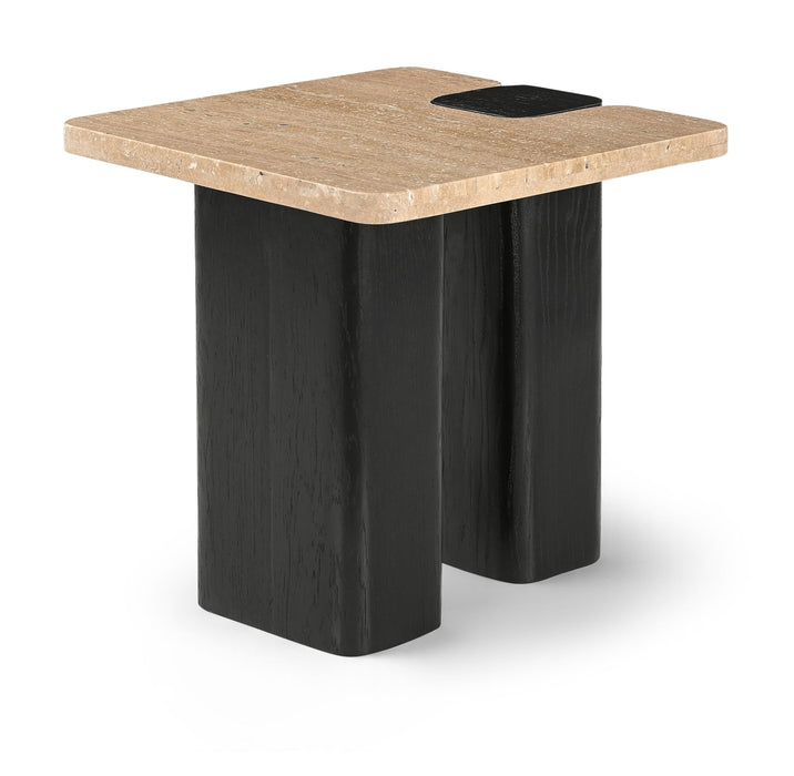 Ravenna - Genuine Travertine Top And Oak Wood Base Table - Simple Home Plus
