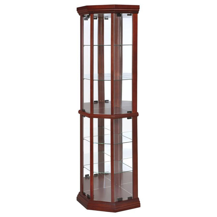 Appledale - 6-Shelf Corner Curio Display Cabinet - Medium Brown - Simple Home Plus